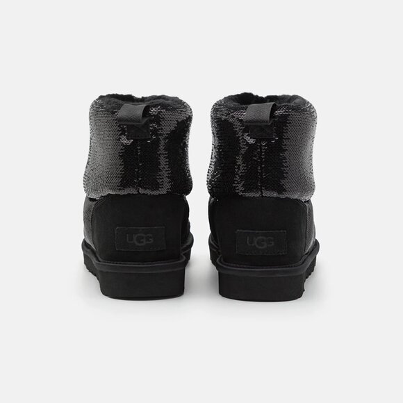 NIB UGG Women Classic Mini Mirror Ball Black sequin boots Sz 6 - Picture 4 of 5